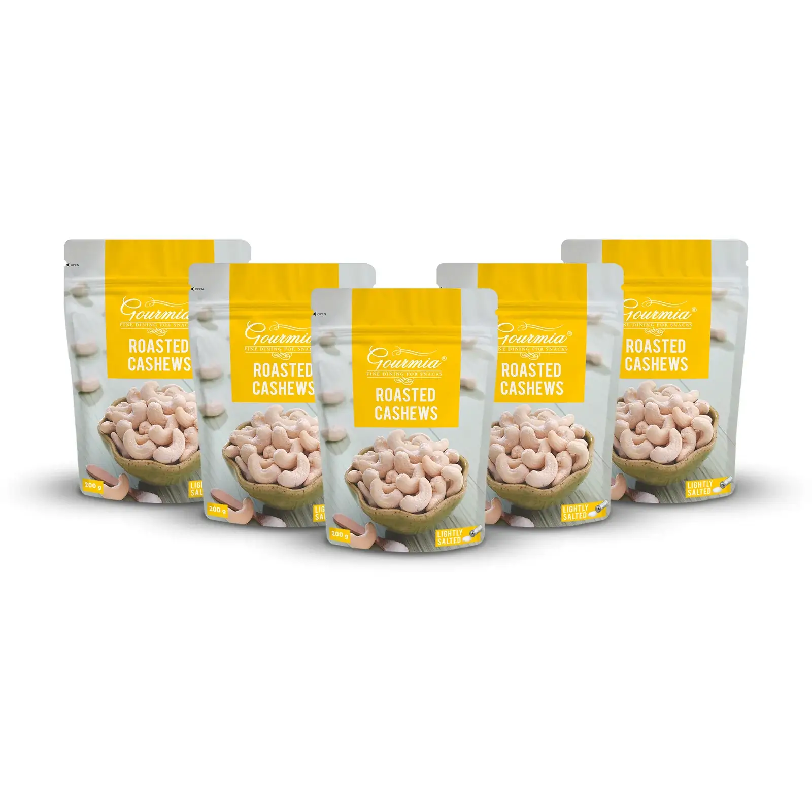 Gourmia-Roasted-Cashews-200g-X-5.jpg Roasted Cashew Lightly Salted 200G - Image 1