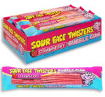 Face Twisters Strawberry Sour Bubble Gum 56G - Image 2