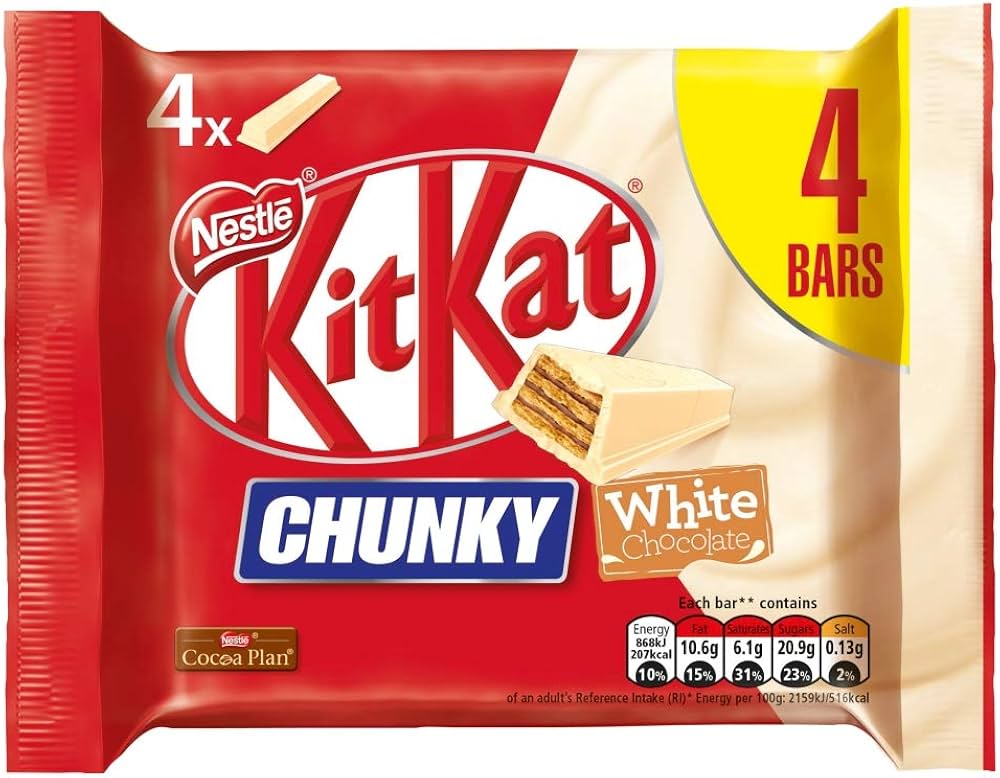 61HWlOnmQ5L._AC_UF1000,1000_QL80_ Kit Kat Chunky White 4 Pack 160G - Image 1