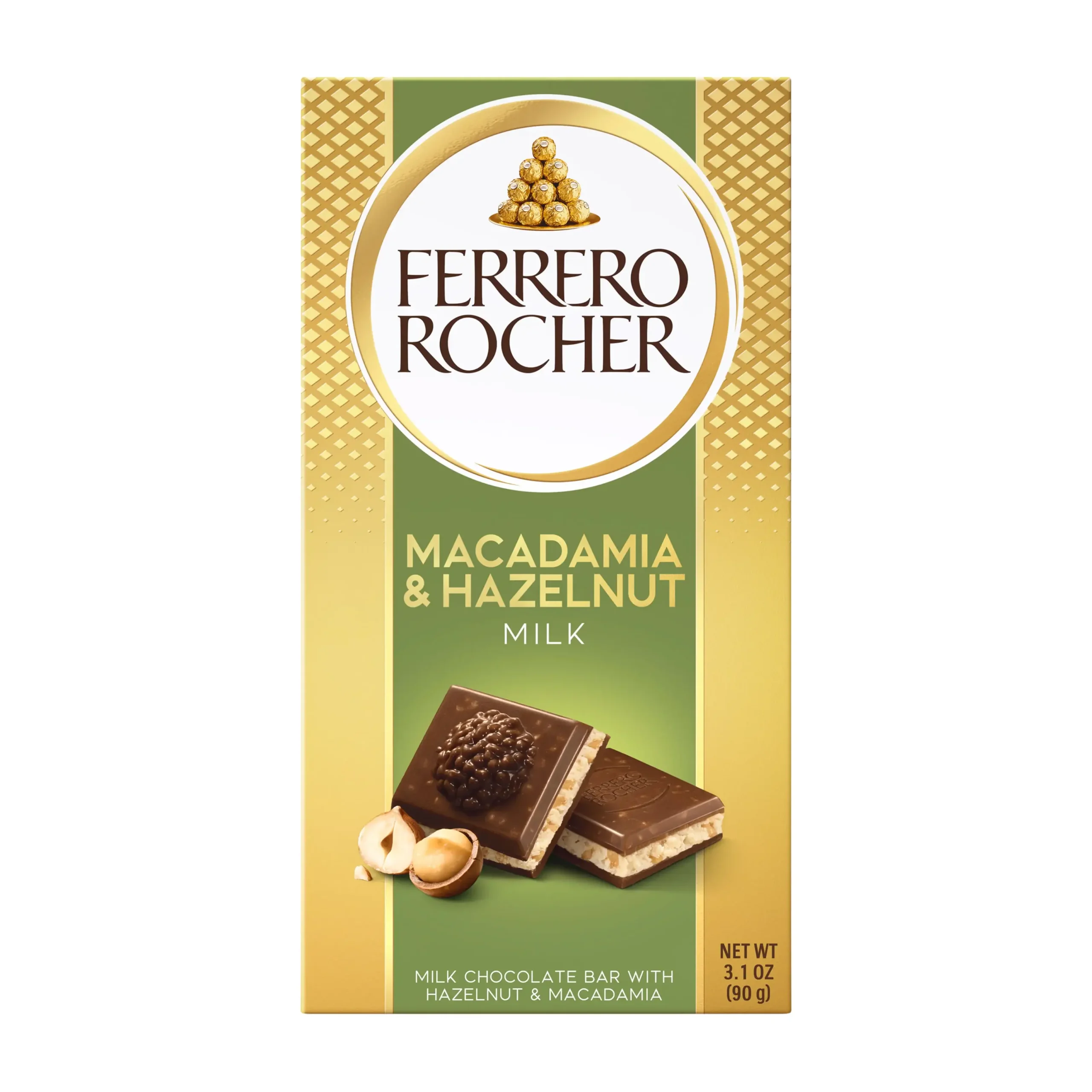 bar-milk-macadamia-hazelnut.jpg Ferrero Rocher Macadamia and Hazelnut Chocolate Bar 90G - Image 1