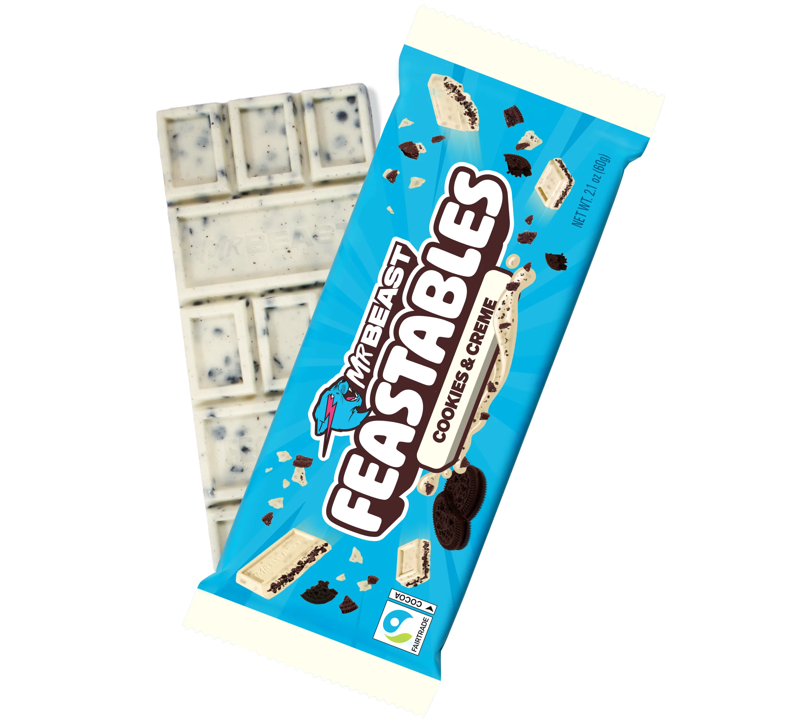 Chocolate_CookiesCreme_60g_2.5.png Mr Beast Feastables Cookies & Creme 60G - Image 1